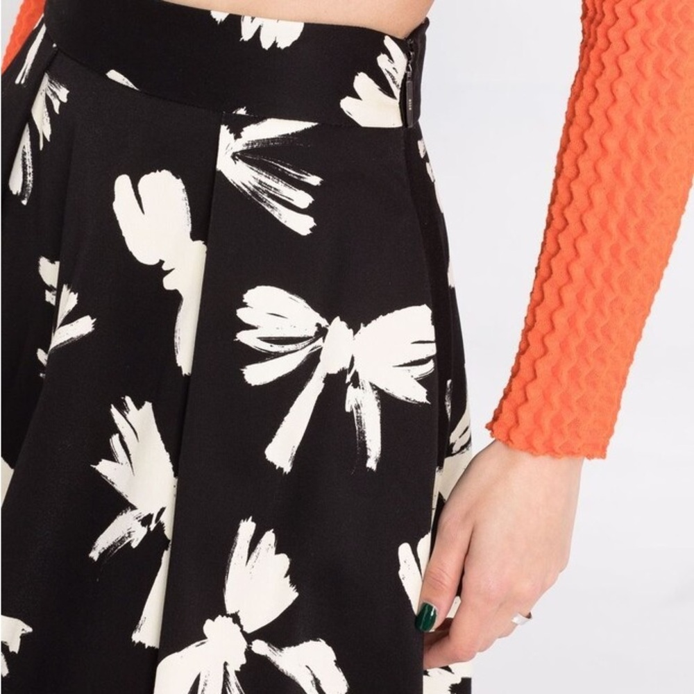 Elegant Black and White Floral Skirt